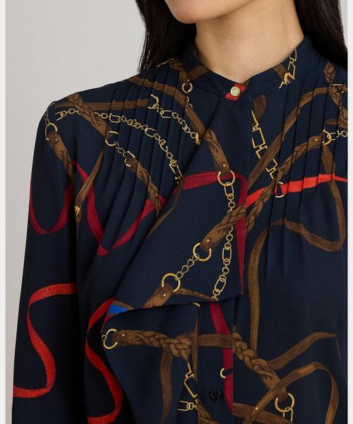 LAUREN RALPH LAUREN(ローレン ラルフ ローレン)の「プリント フリルトリム ジョーゼット シャツ(シャツ/ブラウス・レディース・ネイビー系1・XS/S/M)」の5枚目の写真