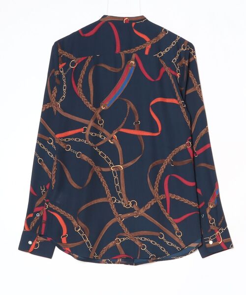 LAUREN RALPH LAUREN(ローレン ラルフ ローレン)の「プリント フリルトリム ジョーゼット シャツ(シャツ/ブラウス・レディース・ネイビー系1・XS/S/M)」の3枚目の写真