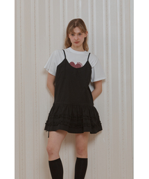 LAYERED SLIP MINI DRESS_BLACK