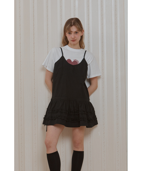ANOETIC(アノエティック)の「LAYERED SLIP MINI DRESS_BLACK(ワンピース・レディース・ブラック・FREE)」の1枚目の写真