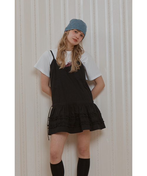 ANOETIC(アノエティック)の「LAYERED SLIP MINI DRESS_BLACK(ワンピース・レディース・ブラック・FREE)」の2枚目の写真