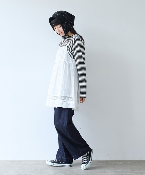 bulle de savon（ビュルデサボン）の「コットン/リネン lace×pin tuck キャミブラウス（シャツ/ブラウス・レディース・ブラック/ホワイト・FREE）」の7枚目の写真