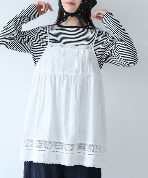 bulle de savon lace×pin tuck キャミブラウス コットン/リネン lace×pin tuck キャミブラウス（シャツ/ブラウス