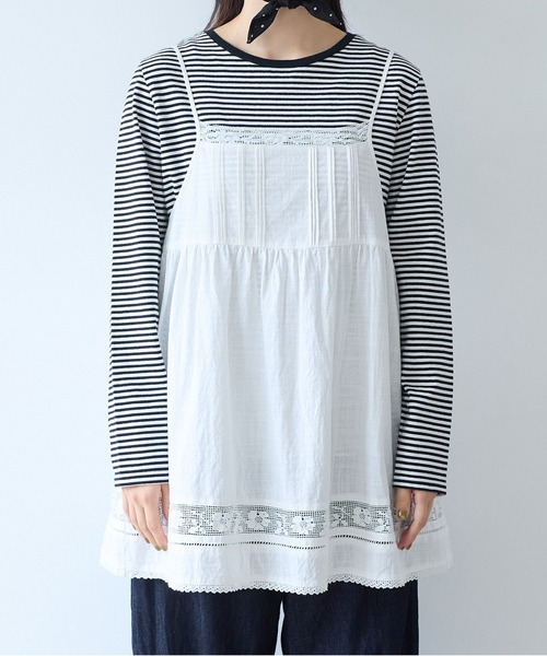 bulle de savon（ビュルデサボン）の「コットン/リネン lace×pin tuck キャミブラウス（シャツ/ブラウス・レディース・ブラック/ホワイト・FREE）」の20枚目の写真