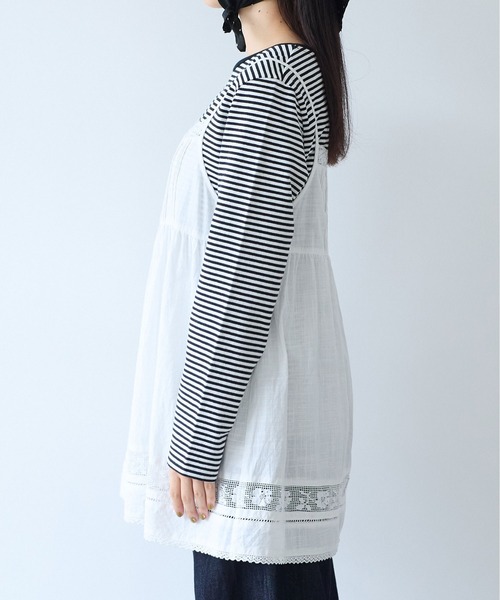 bulle de savon（ビュルデサボン）の「コットン/リネン lace×pin tuck キャミブラウス（シャツ/ブラウス・レディース・ブラック/ホワイト・FREE）」の21枚目の写真