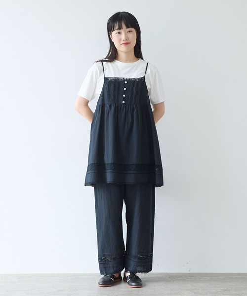 bulle de savon（ビュルデサボン）の「コットン/リネン lace×pin tuck キャミブラウス（シャツ/ブラウス・レディース・ブラック/ホワイト・FREE）」の17枚目の写真