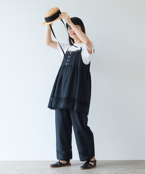 bulle de savon（ビュルデサボン）の「コットン/リネン lace×pin tuck キャミブラウス（シャツ/ブラウス・レディース・ブラック/ホワイト・FREE）」の16枚目の写真