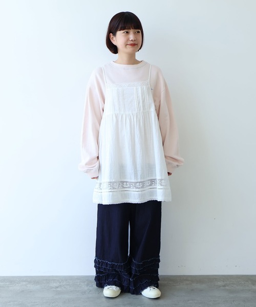 コットン/リネン lace×pin tuck キャミブラウス（シャツ/ブラウス