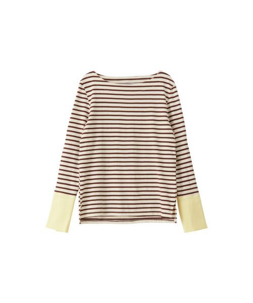 SALON DE YOHN(サロンドヨーン)の「Stripe Cuffs T_ Brown(Tシャツ/カットソー・レディース・その他・FREE)」の3枚目の写真