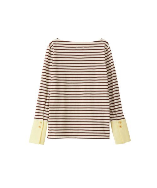 SALON DE YOHN(サロンドヨーン)の「Stripe Cuffs T_ Brown(Tシャツ/カットソー・レディース・その他・FREE)」の4枚目の写真