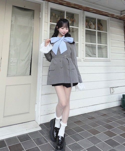 one way（ワンウェイ）の「フリルカフステーラージャケット（テーラードジャケット・レディース・ブラック/ブルー系その他/グレー/グレー系その他・FREE）」の17枚目の写真