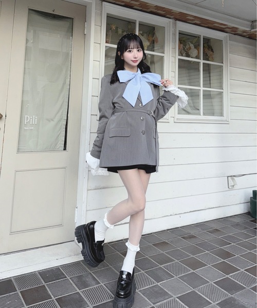 one way（ワンウェイ）の「フリルカフステーラージャケット（テーラードジャケット・レディース・ブラック/ブルー系その他/グレー/グレー系その他・FREE）」の18枚目の写真