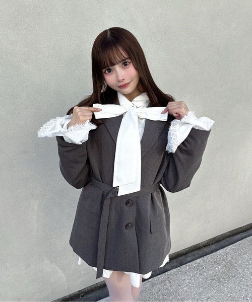 one way（ワンウェイ）の「フリルカフステーラージャケット（テーラードジャケット・レディース・ブラック/ブルー系その他/グレー/グレー系その他・FREE）」の9枚目の写真