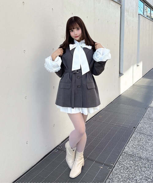 one way（ワンウェイ）の「フリルカフステーラージャケット（テーラードジャケット・レディース・ブラック/ブルー系その他/グレー/グレー系その他・FREE）」の13枚目の写真