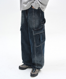 DECET（デケト）の「Cargo Carpenter Wide Jeans DCPT042DBlueA（デニムパンツ）」