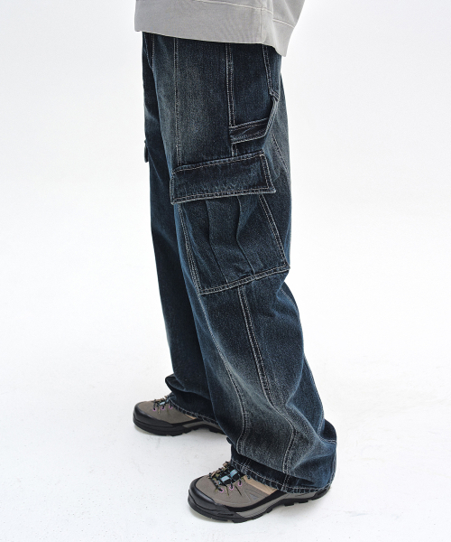 DECET（デケト）の「Cargo Carpenter Wide Jeans DCPT042DBlueA（デニムパンツ・レディース・その他・34/26/28/30/32）」の2枚目の写真
