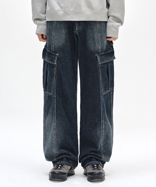 DECET（デケト）の「Cargo Carpenter Wide Jeans DCPT042DBlueA（デニムパンツ・レディース・その他・34/26/28/30/32）」の3枚目の写真