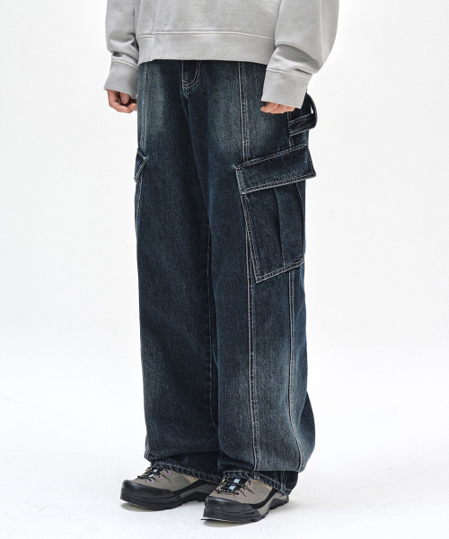 DECET（デケト）の「Cargo Carpenter Wide Jeans DCPT042DBlueA（デニムパンツ・レディース・その他・34/26/28/30/32）」の4枚目の写真