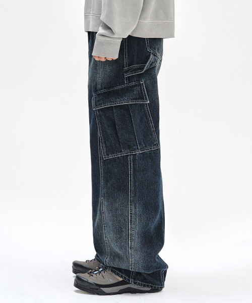 DECET（デケト）の「Cargo Carpenter Wide Jeans DCPT042DBlueA（デニムパンツ・レディース・その他・34/26/28/30/32）」の5枚目の写真