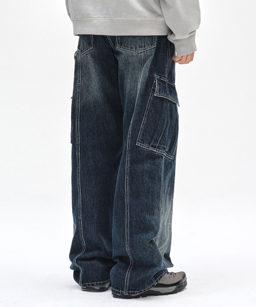 DECET（デケト）の「Cargo Carpenter Wide Jeans DCPT042DBlueA（デニムパンツ・レディース・その他・34/26/28/30/32）」の6枚目の写真