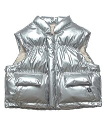 DAMP（ドントアスクマイプラン）の「リバーシブル光沢パディングベスト_シルバー（ダウンベスト）」