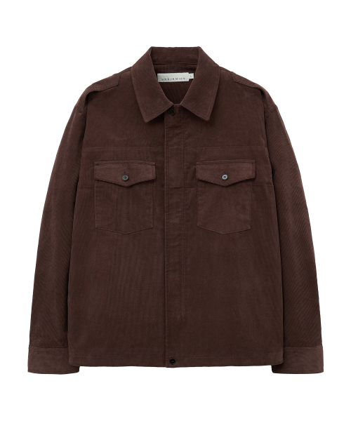 EPAULETTE CORDUROY SHIRT JACKET (BURGUNDY)