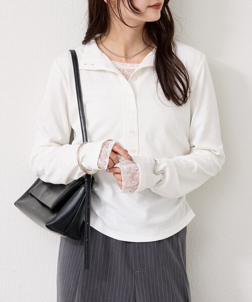 mystic（ミスティック）の「リブヘンリーネックプルオーバー（Tシャツ/カットソー・レディース・ブラック/ベージュ/オフホワイト/ブルー/グレー/ブラック系その他2・FREE）」の7枚目の写真