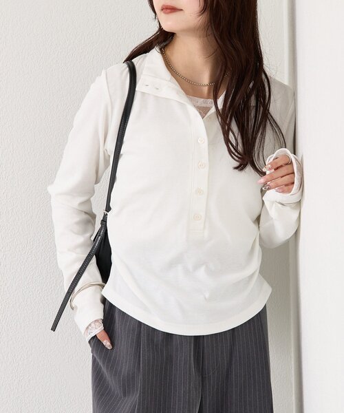 mystic（ミスティック）の「リブヘンリーネックプルオーバー（Tシャツ/カットソー・レディース・ブラック/ベージュ/オフホワイト/ブルー/グレー/ブラック系その他2・FREE）」の9枚目の写真