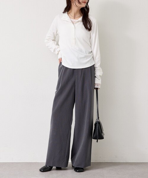 mystic（ミスティック）の「リブヘンリーネックプルオーバー（Tシャツ/カットソー・レディース・ブラック/ベージュ/オフホワイト/ブルー/グレー/ブラック系その他2・FREE）」の11枚目の写真