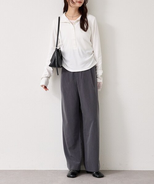 mystic（ミスティック）の「リブヘンリーネックプルオーバー（Tシャツ/カットソー・レディース・ブラック/ベージュ/オフホワイト/ブルー/グレー/ブラック系その他2・FREE）」の19枚目の写真