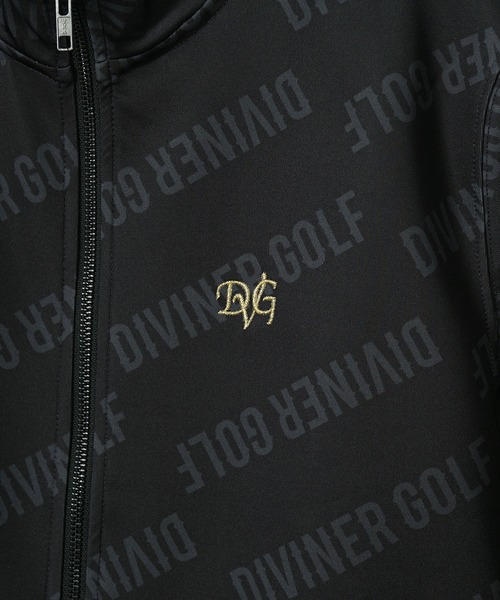 DIVINER GOLF（ディバイナー ゴルフ）の「【DIVINER GOLF】ポンチ総柄ロゴスタンドジャケットセットアップ メンズ ゴルフウェア 上下セット ジャージ ストレッチ 春服 冬服（セットアップ・メンズ・ブラック・XXL/XL/L/M）」の2枚目の写真