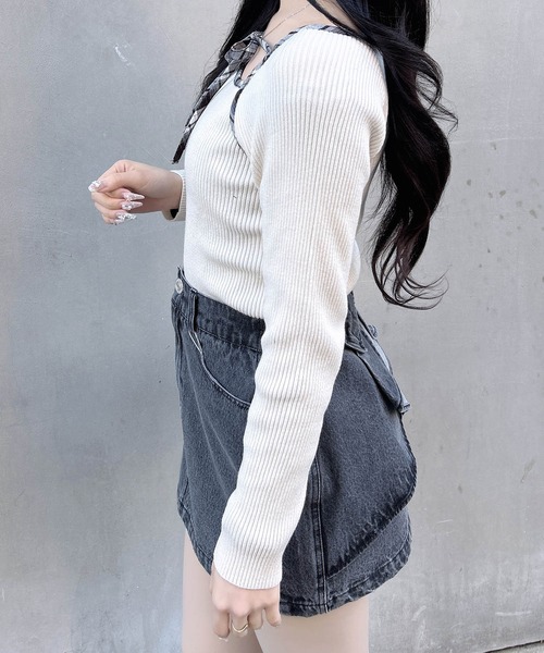 INGNI（イング）の「チェック柄配色デコルテリボンニット（ニット/セーター・レディース・ブラック系9/ベージュ系8/ホワイト系その他4・M）」の20枚目の写真