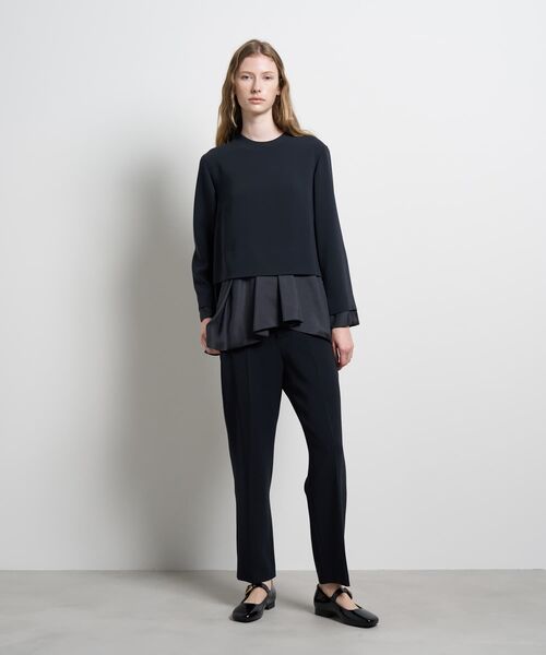 LANVIN en Bleu（ランバンオンブルー）の「トリアセテートコンビブラウス（シャツ/ブラウス・レディース・ネイビー/ブラック/オフホワイト・38）」の4枚目の写真