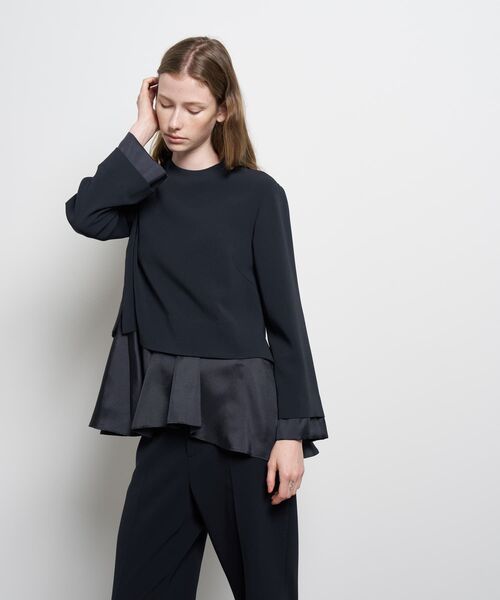 LANVIN en Bleu（ランバンオンブルー）の「トリアセテートコンビブラウス（シャツ/ブラウス・レディース・ネイビー/ブラック/オフホワイト・38）」の7枚目の写真