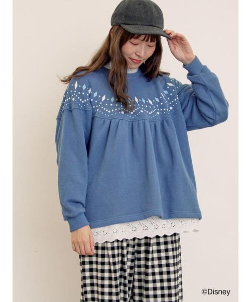 Samansa Mos2（サマンサ モスモス）の「【Disney】アナと雪の女王/柄プリントスウェット（Tシャツ/カットソー・レディース・ブルー/ピンク・F）」の5枚目の写真