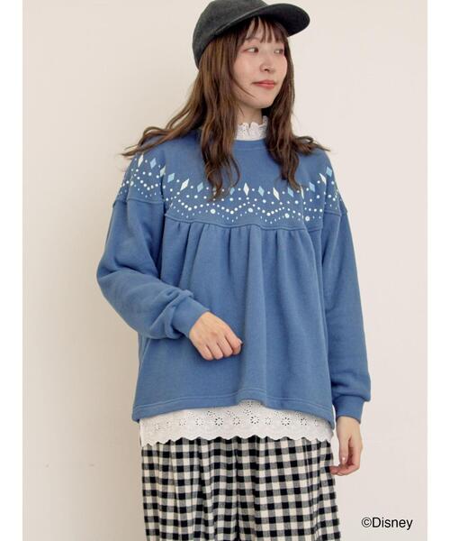 Samansa Mos2（サマンサ モスモス）の「【Disney】アナと雪の女王/柄プリントスウェット（Tシャツ/カットソー・レディース・ブルー/ピンク・F）」の6枚目の写真