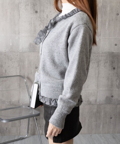 Miniministore(ミニミニストア)の「フリルカラーニットリボンカーディガン甘め(ニット/セーター・レディース・アイボリー/グレー・FREE)」の16枚目の写真