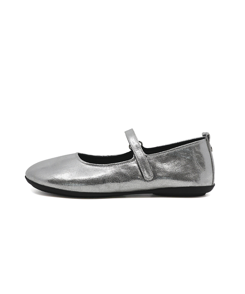 FOGGY MOODY(ポギムディ)の「Easy 0006. Nylon and Metallic Mary-Jane - 5colors(バレエシューズ・レディース・ブラック/ネイビー/グレー/シルバー/ゴールド・25cm/22.5cm/23cm/23.5cm/24cm/24.5cm)」の4枚目の写真