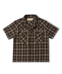 RUSTY HAND STITCH CURVED LINE SHIRT / BROWN CHECK
