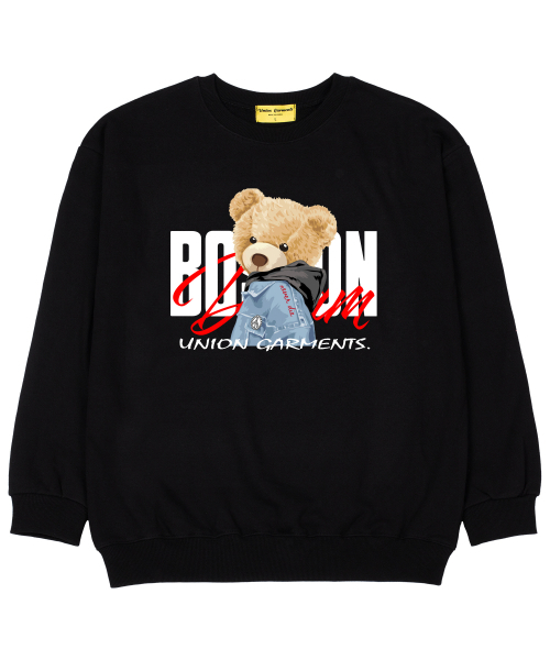 Union Garments(ユニオンガーメンツ)の「ベアフード 裏毛 オーバーサイズ スウェット Tシャツ ブラック(スウェット・レディース・その他・MEDIUM/LARGE/X-LARGE/XX-LARGE)」の1枚目の写真