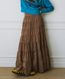 GREEN BUTTER（グリーンバター）の「Cancan Ruffle Long Skirt (Brown)（スカート）」