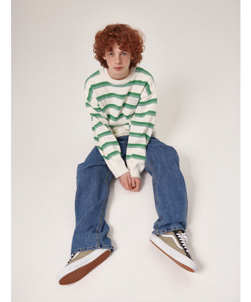 FLATWAVE IN SEOUL(フラットウェーブインソウル)の「Aav Stripe Vintage Cotton Round Knit Ivory(ニット/セーター・メンズ・その他・MEDIUM/LARGE)」の2枚目の写真