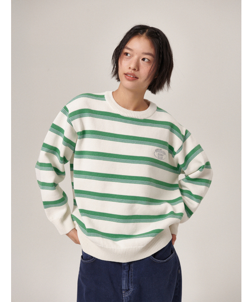 FLATWAVE IN SEOUL(フラットウェーブインソウル)の「Aav Stripe Vintage Cotton Round Knit Ivory(ニット/セーター・メンズ・その他・MEDIUM/LARGE)」の3枚目の写真