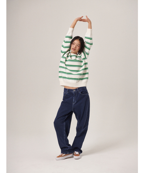 FLATWAVE IN SEOUL(フラットウェーブインソウル)の「Aav Stripe Vintage Cotton Round Knit Ivory(ニット/セーター・メンズ・その他・MEDIUM/LARGE)」の4枚目の写真