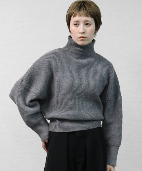 セール】リブドルマンモックネックニット RIB DOLMAN MOCK NECK KNIT
