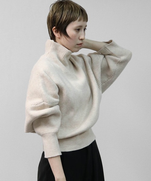 セール】リブドルマンモックネックニット RIB DOLMAN MOCK NECK KNIT