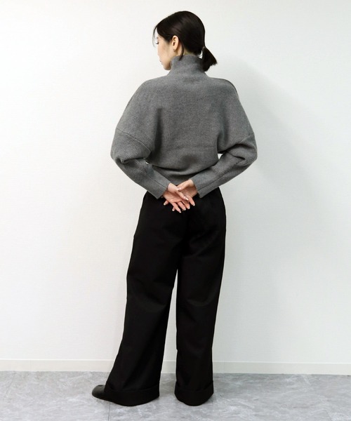 THE CELL.(ザセルドット)の「リブドルマンモックネックニット RIB DOLMAN MOCK NECK KNIT(ニット/セーター・レディース・グレー/ブラック/ライトベージュ・FREE)」の6枚目の写真