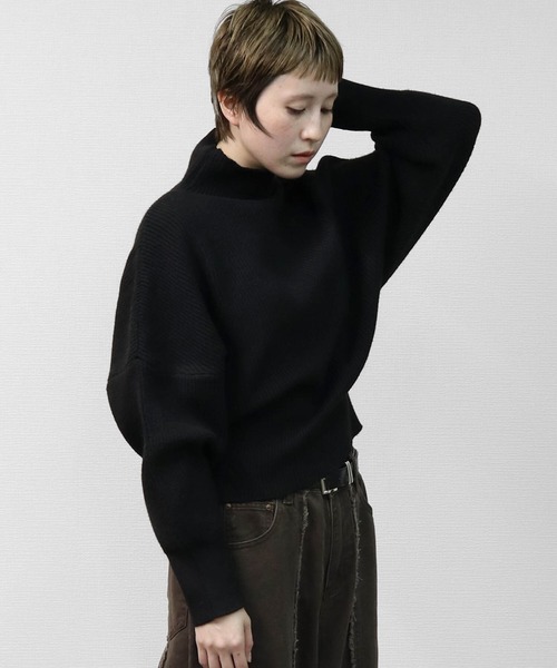 THE CELL.(ザセルドット)の「リブドルマンモックネックニット RIB DOLMAN MOCK NECK KNIT(ニット/セーター・レディース・グレー/ブラック/ライトベージュ・FREE)」の14枚目の写真