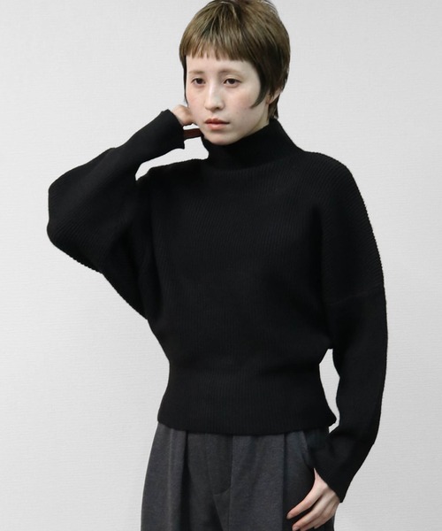 THE CELL.(ザセルドット)の「リブドルマンモックネックニット RIB DOLMAN MOCK NECK KNIT(ニット/セーター・レディース・グレー/ブラック/ライトベージュ・FREE)」の11枚目の写真