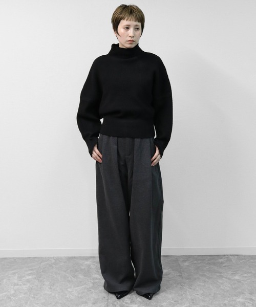 THE CELL.(ザセルドット)の「リブドルマンモックネックニット RIB DOLMAN MOCK NECK KNIT(ニット/セーター・レディース・グレー/ブラック/ライトベージュ・FREE)」の13枚目の写真